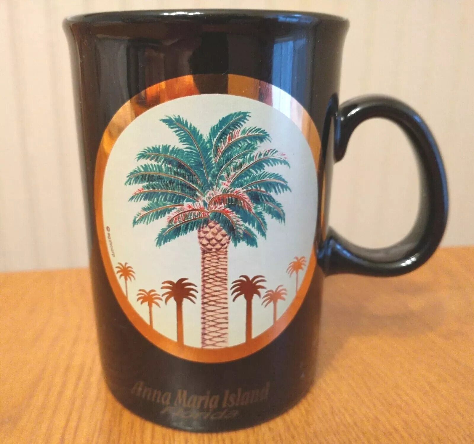 Vintage Agiftcorp Anna Maria Island Florida Coffee Mug Black Gold Pretty RARE 4\