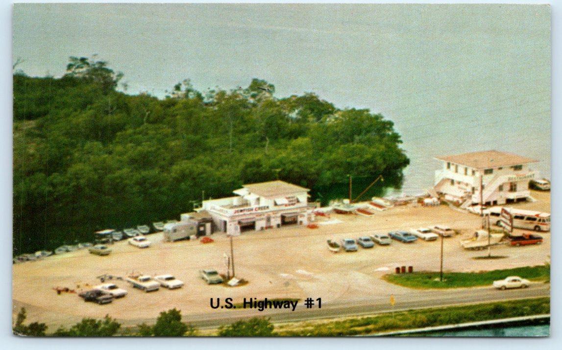 KEY LARGO, Florida FL ~ Aerial TOMMY\'S JEWFISH CREEK FISHING CAMP 1960s Postcard