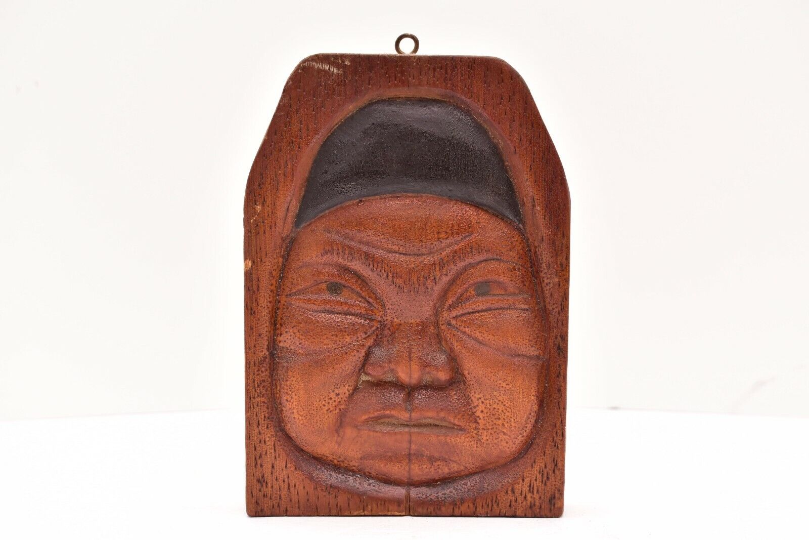 Vintage Inuit Alaskan Eskimo Carved Wood Face Plaque Portrait Mask 7\