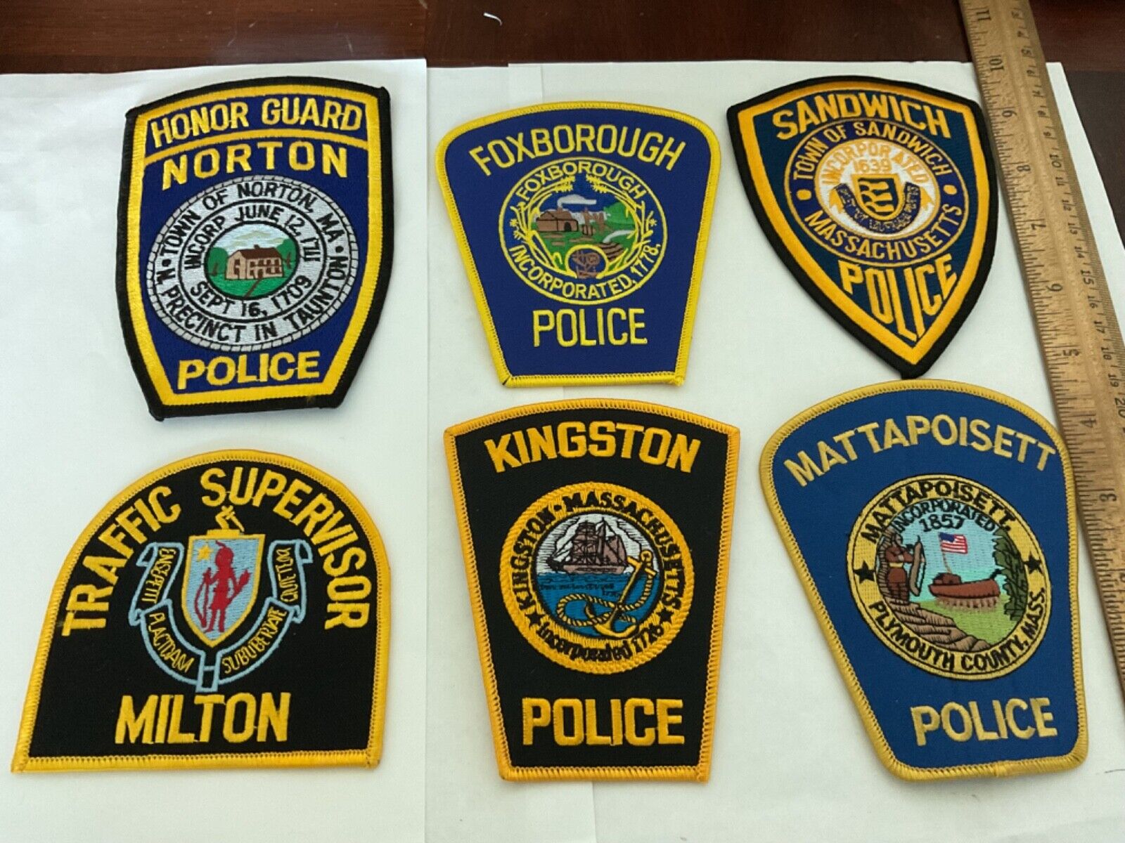 Massachusetts Police LawEnforcement collectable patches new full size 6 titles