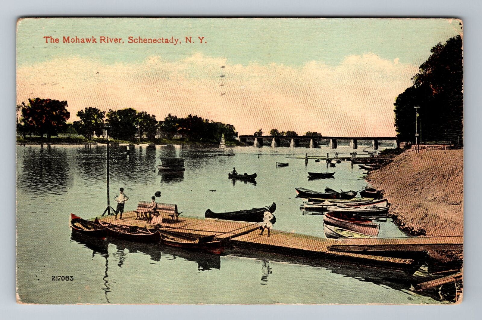 Schenectady NY-New York, The Mohawk River, Vintage Postcard