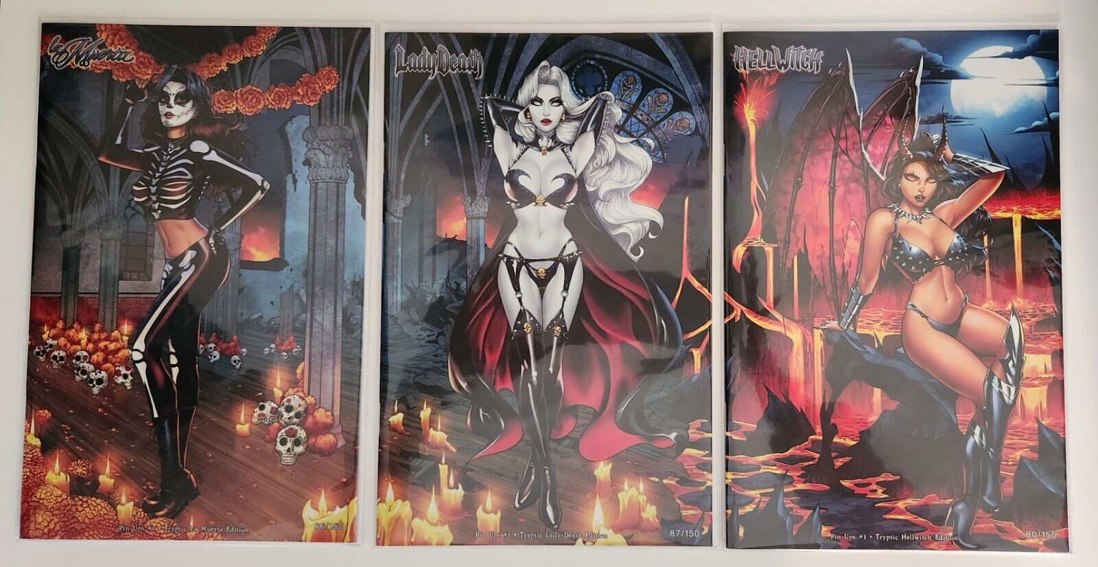 Coffin Comics - La Muerta - Lady Death - Hellwitch - Tryptic Editions - set of 3