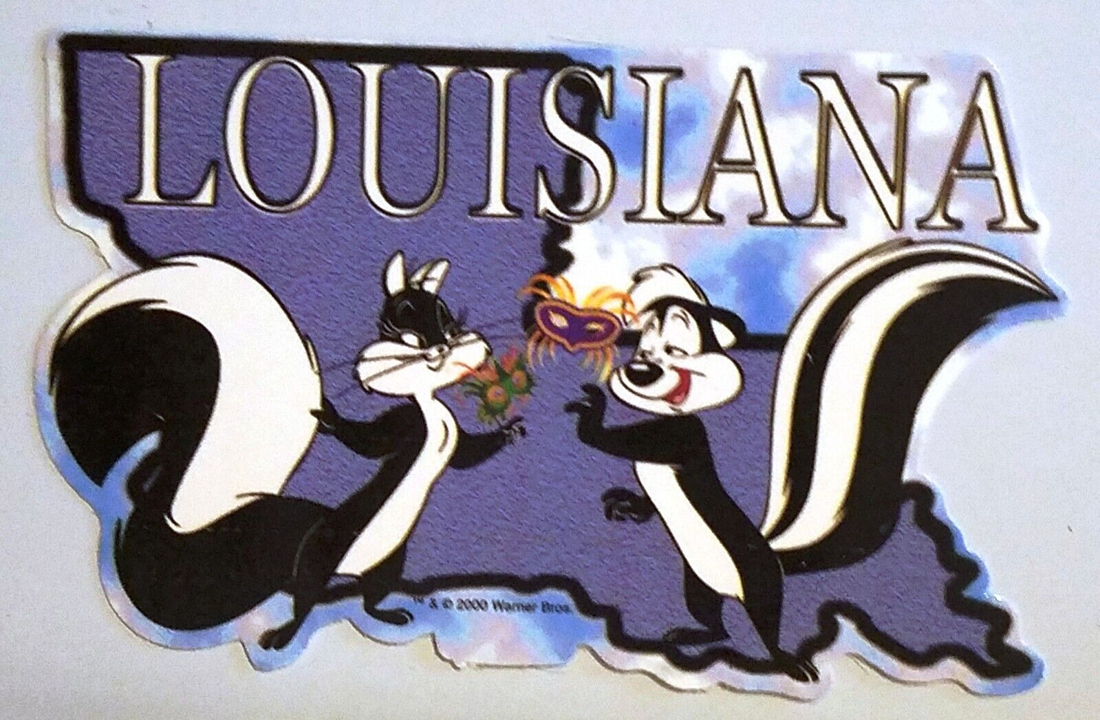 Looney Tunes Pepe Le Pew Penelope Louisiana Sticker Vtg New Vending Decal USA LA