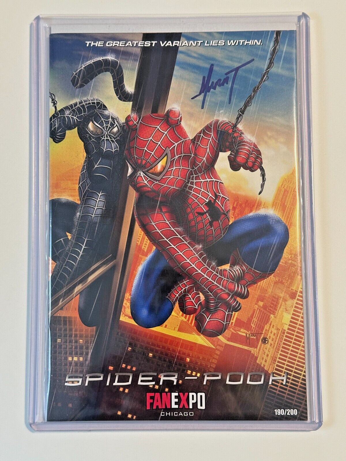 SPIDER-POOH SIGNED BY MARAT MYCHAELS CHICAGO FAN EXPO EXCLUSIVE