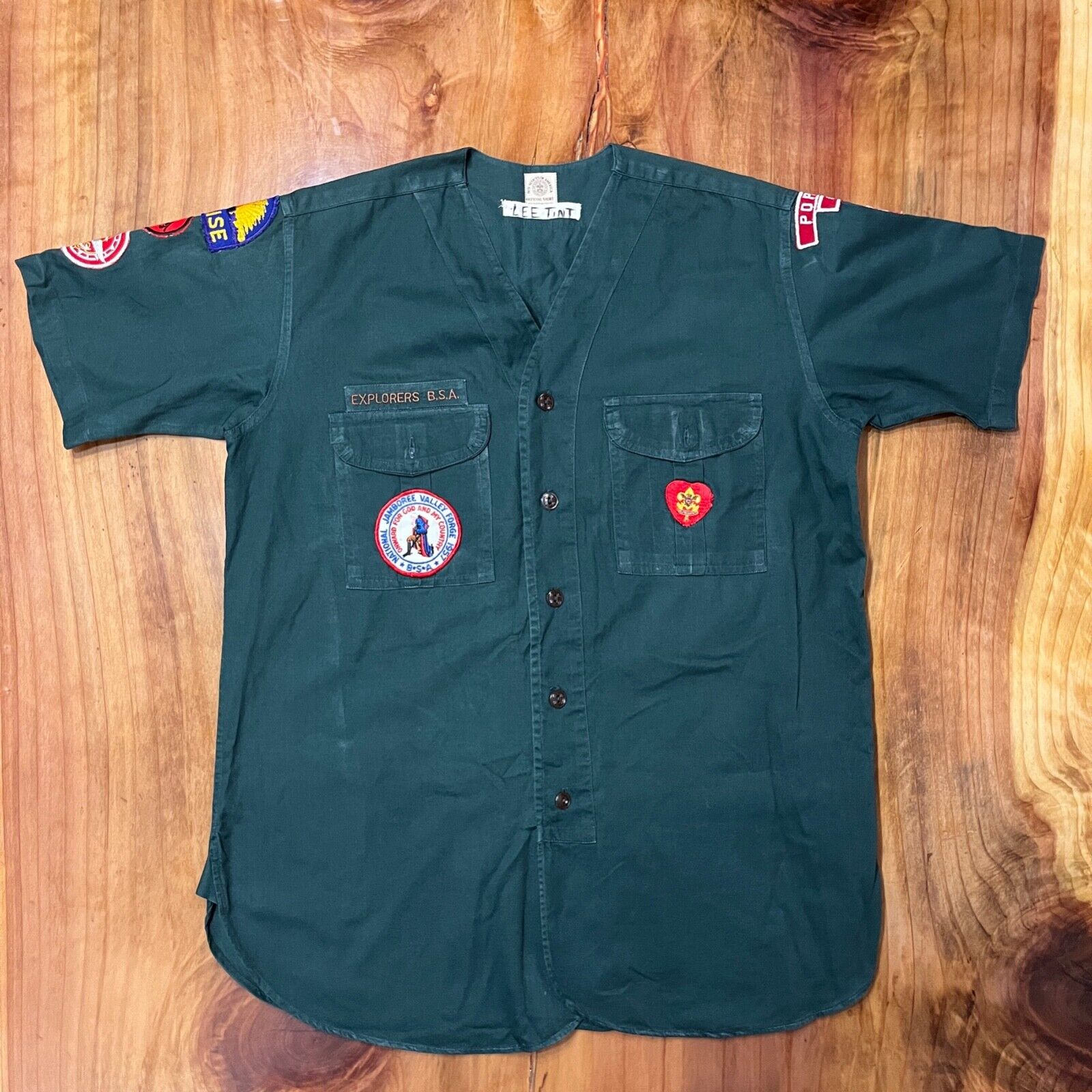 Vintage Boy Scouts Shirt Men\'s Explorers Cub Scouts Button Front  V Neck F3-17