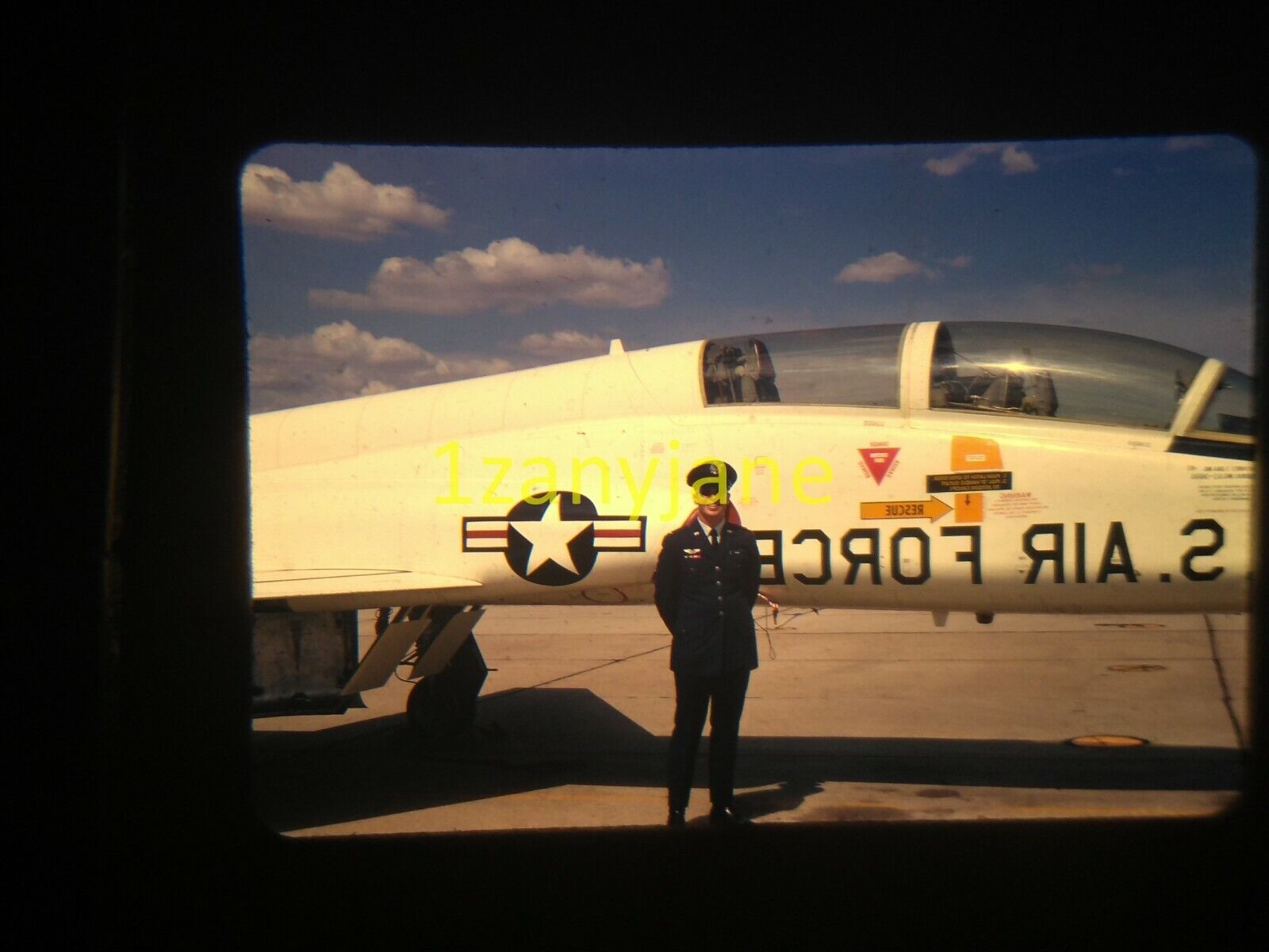 3L12 VINTAGE Photo 35mm Slide PILOT IN FULL UNIFORM US AIR FORCE RESCUE JET