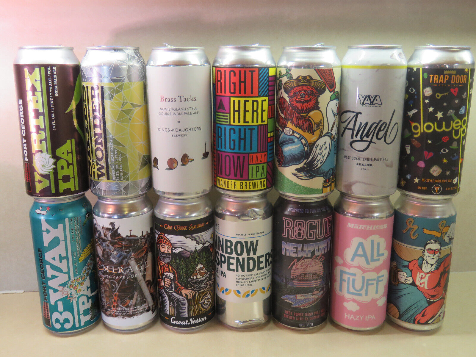 14 Craft Empty 16 oz  Beer Cans: Wander, Fort George, Trap Door, Matchless,Rogue