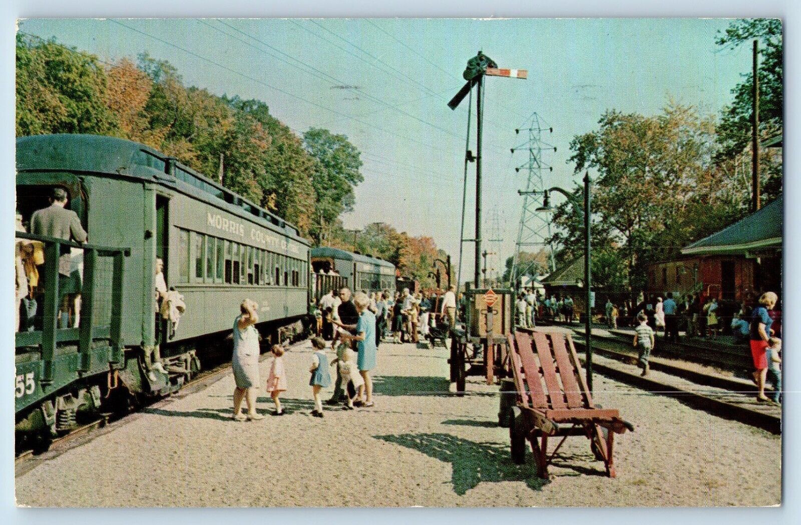 Whippany New Jersey NJ Postcard Morris County Central Railroad Trainside c1973