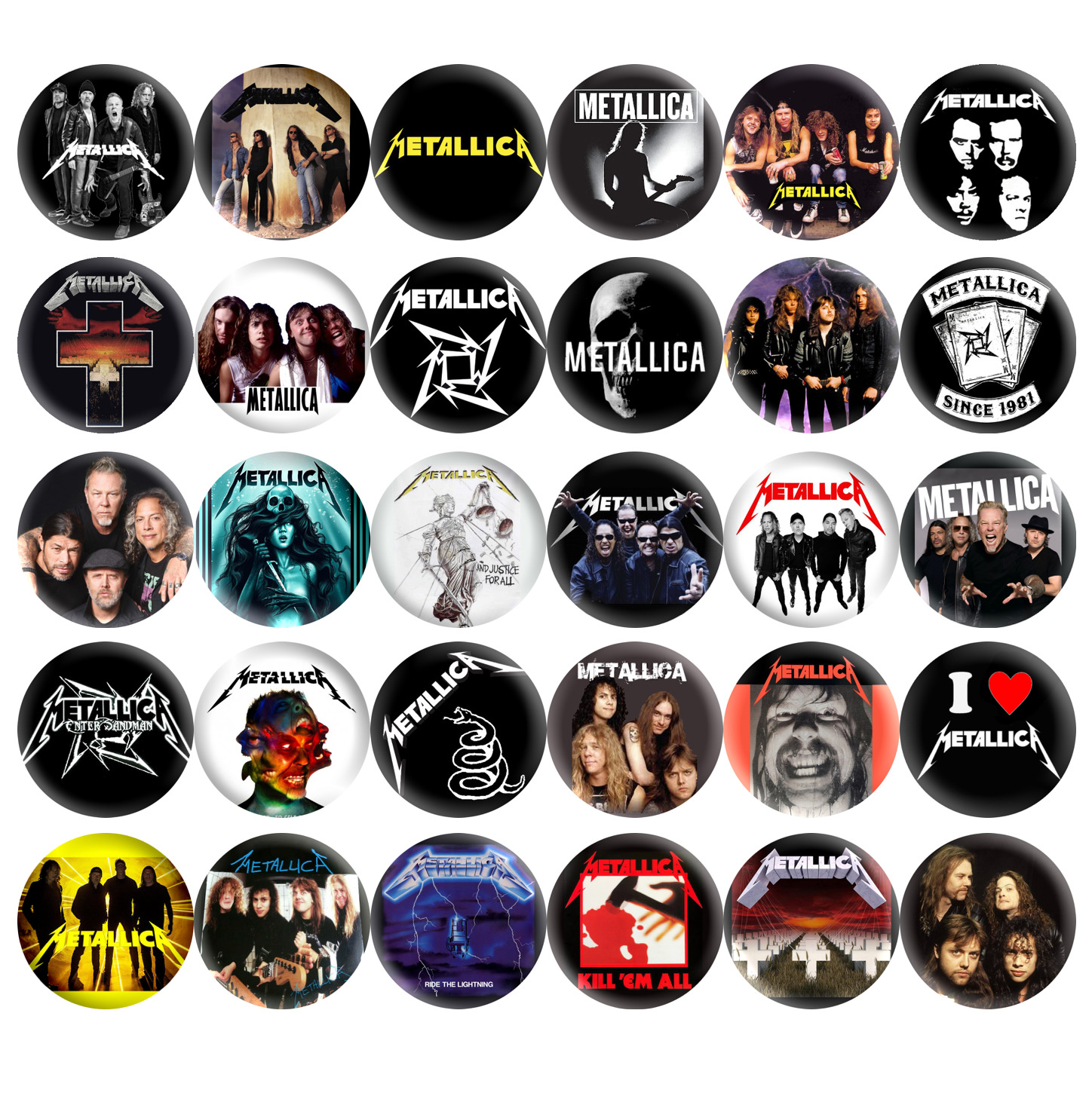 METALLICA Buttons 80\'s 90\'s Heavy Metal Hard Rock Band Music, 1\