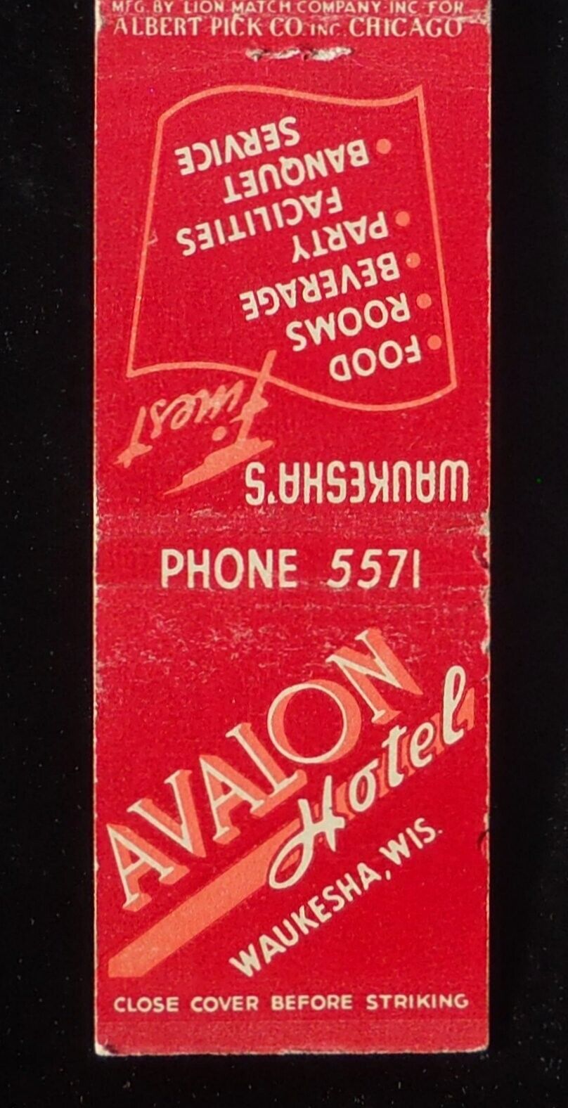 1940s ALBERT PICK Avalon Hotel Paul Bunyan Room Chanticleer Lounge Waukesha WI