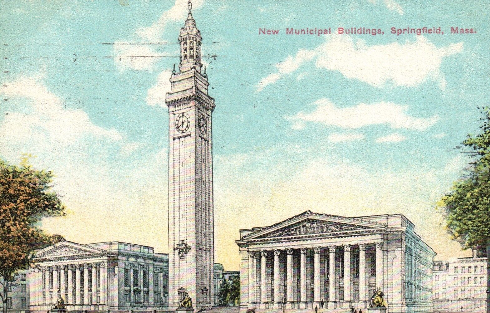 Postcard MA Springfield New Municipal Buildings 1910 Vintage PC f2260