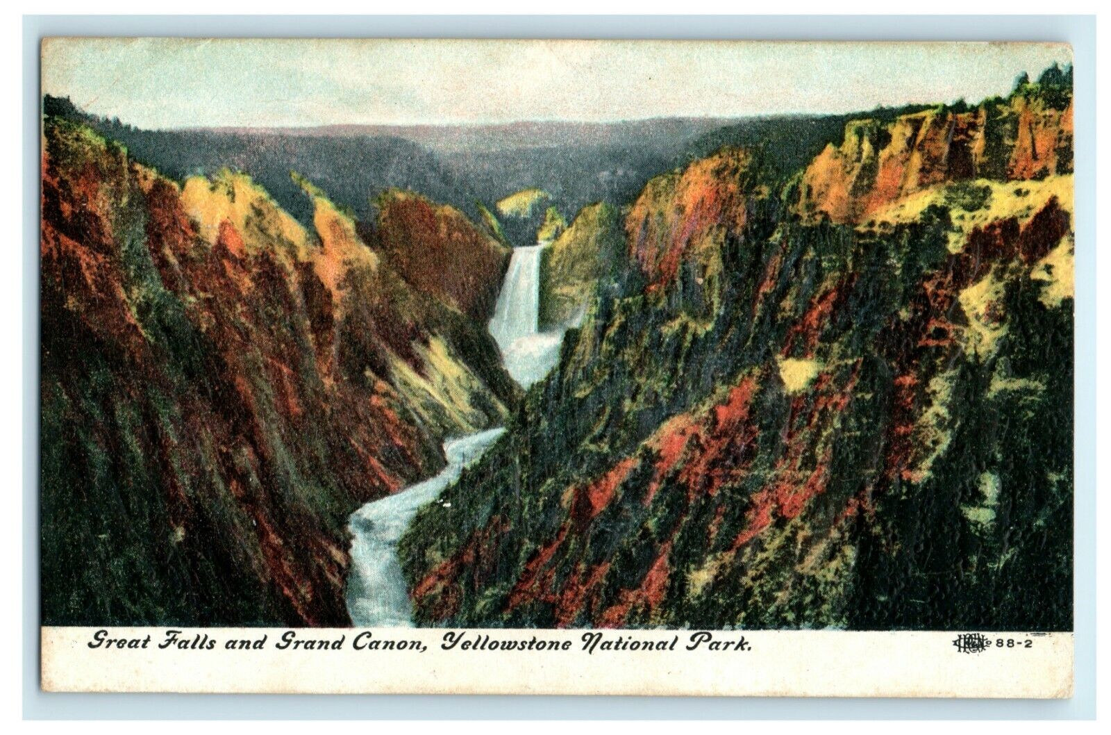 1910 Great Falls Grand Canyon Yellowstone National Park Embossed Postcard
