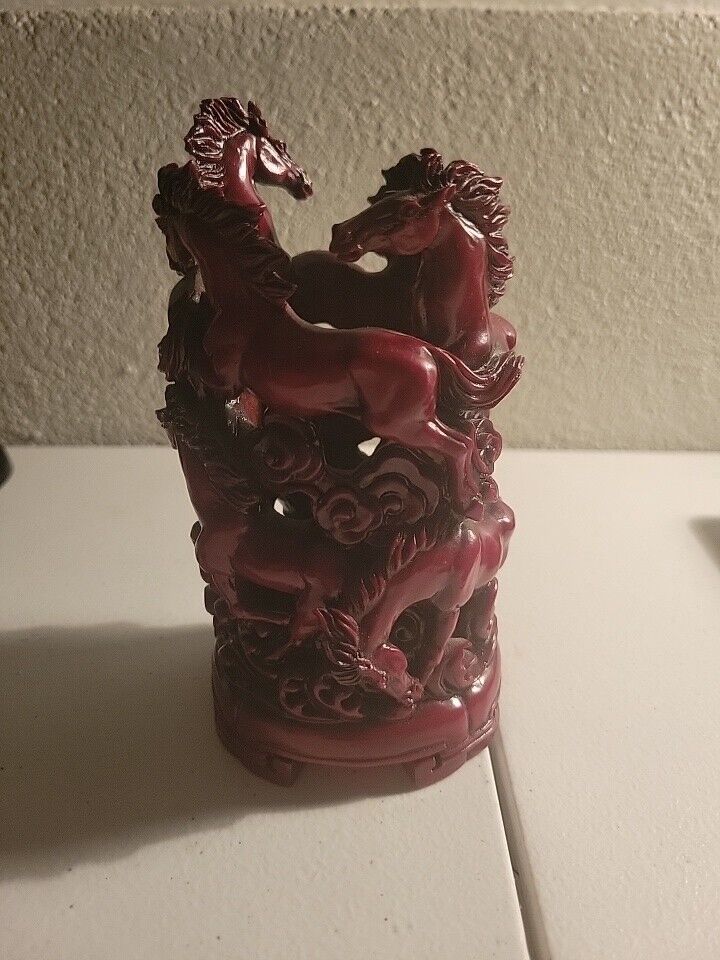 Chinese - Running Wild Horse Dark Red - Vase