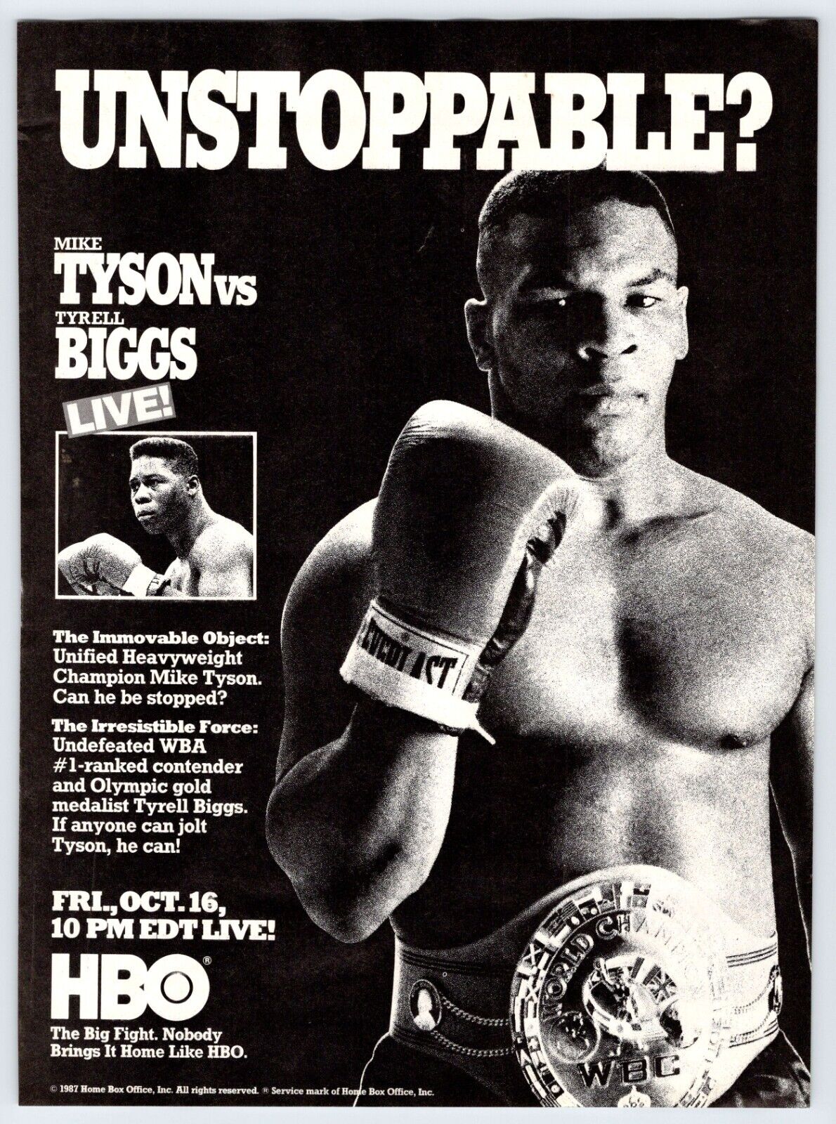 1987 MIKE TYSON HBO BOXING Vintage 8\