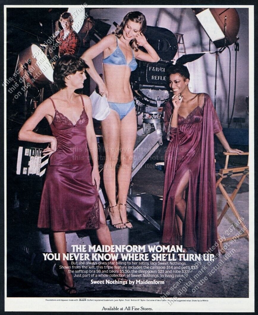 1981 Maidenform Bra lingerie panties slip 3 women sexy photo vintage print ad