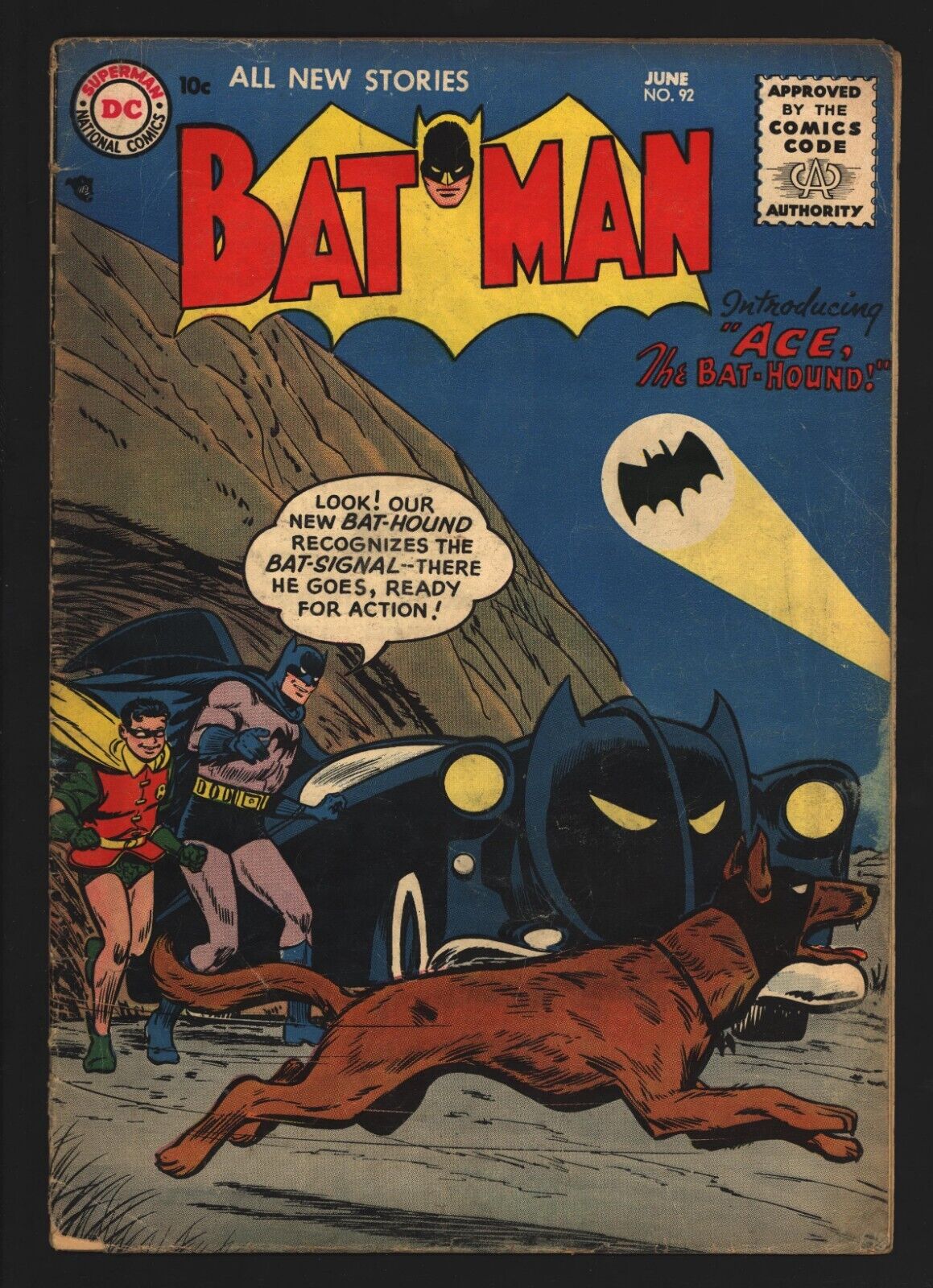 * BATMAN #92 (1955) Robin 1st ACE The Bat-Hound Very Good- 3.5 *