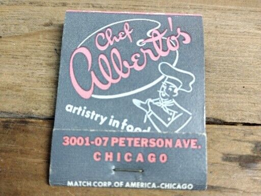Chef Alberto\'s Restaurant Vintage 1960s Matchbook 3001-07 Peterson Ave, Chicago 