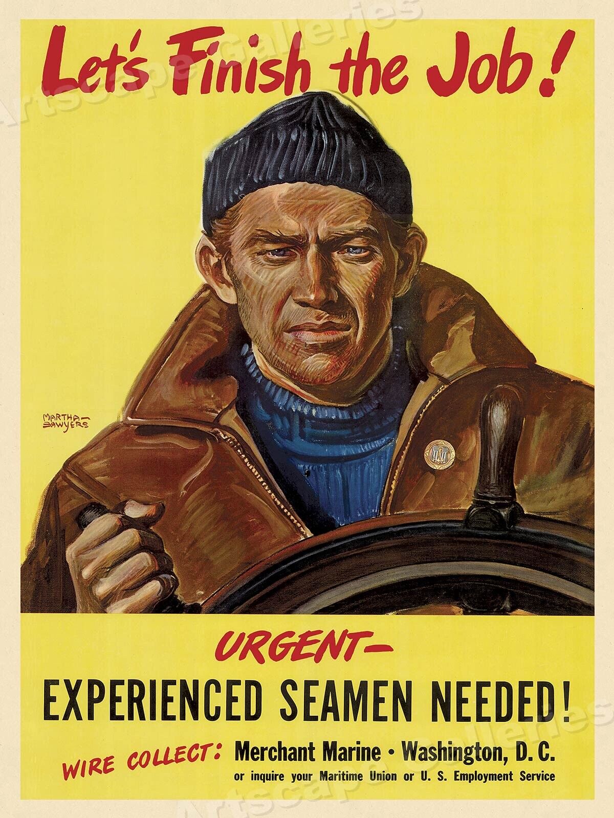 1944 Merchant Marine Let\'s Finish the Job-  World War II Poster - 24x32