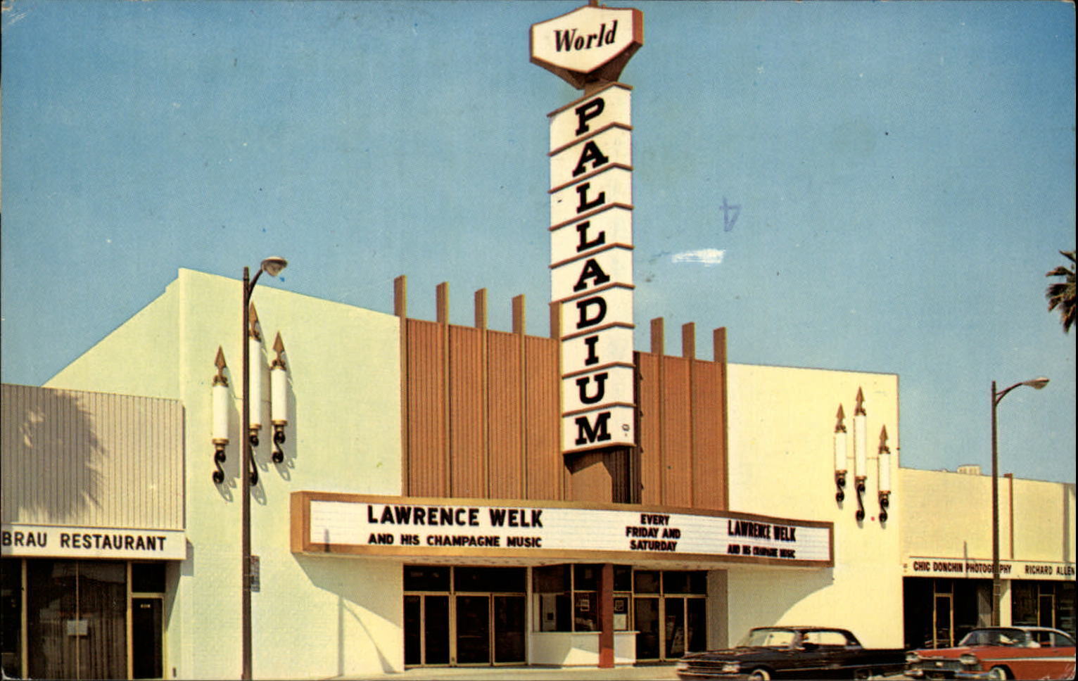 California Hollywood Palladium Theatre Lawrence Welk band ~ postcard sku399
