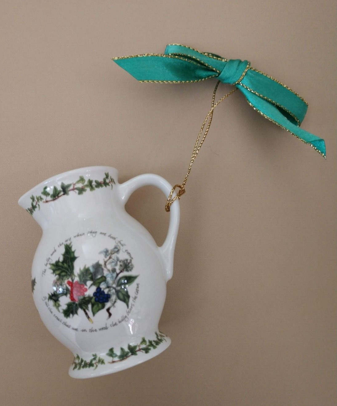 Portmeirion Holly & Ivy Pitcher Ornament - 2 3/4 inch