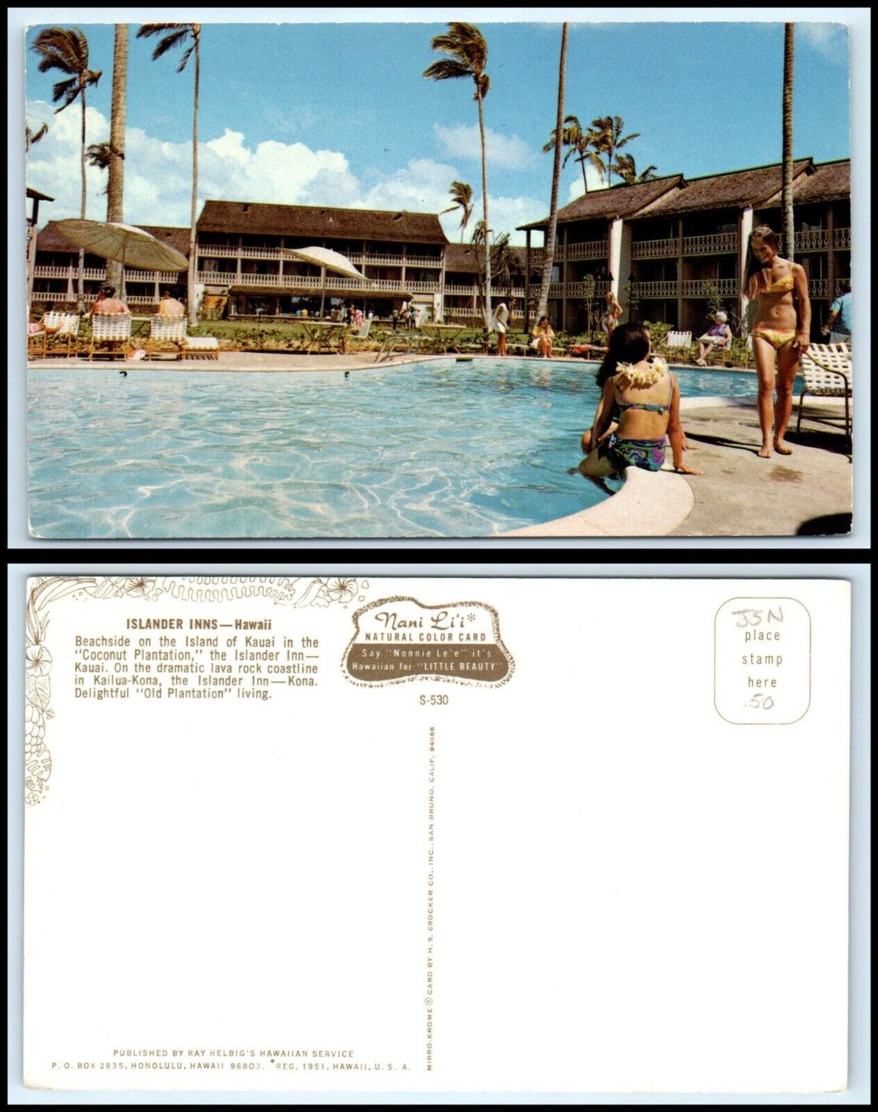 HAWAII Postcard - Kauai, The Islander Inn S45