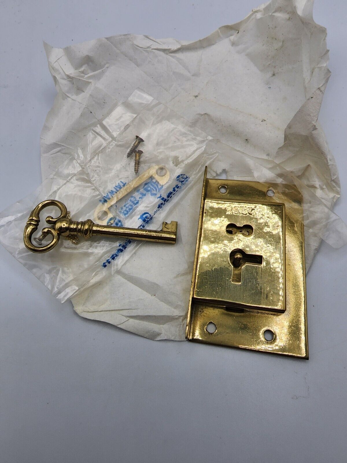 Vintage Anglo American Brass Co New Old Stock Brass Door Lock And Key