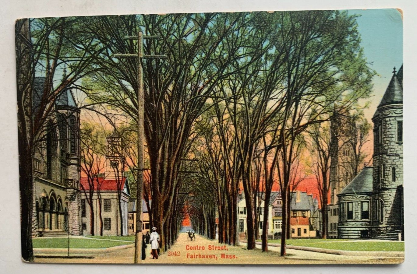 ca 1900s MA Postcard Fairhaven Massachusetts Centre St Street (Hutchinson 2042)
