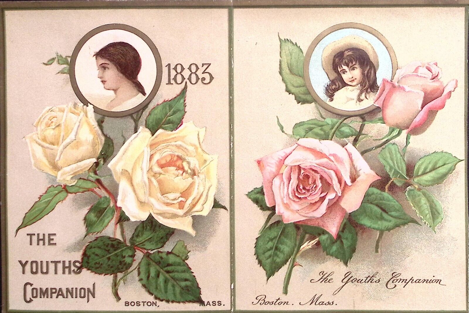 1883 THE YOUTHS COMPANION BOSTON MA CALENDAR JULY-DEC VICTORIAN TRADE CARD Z222