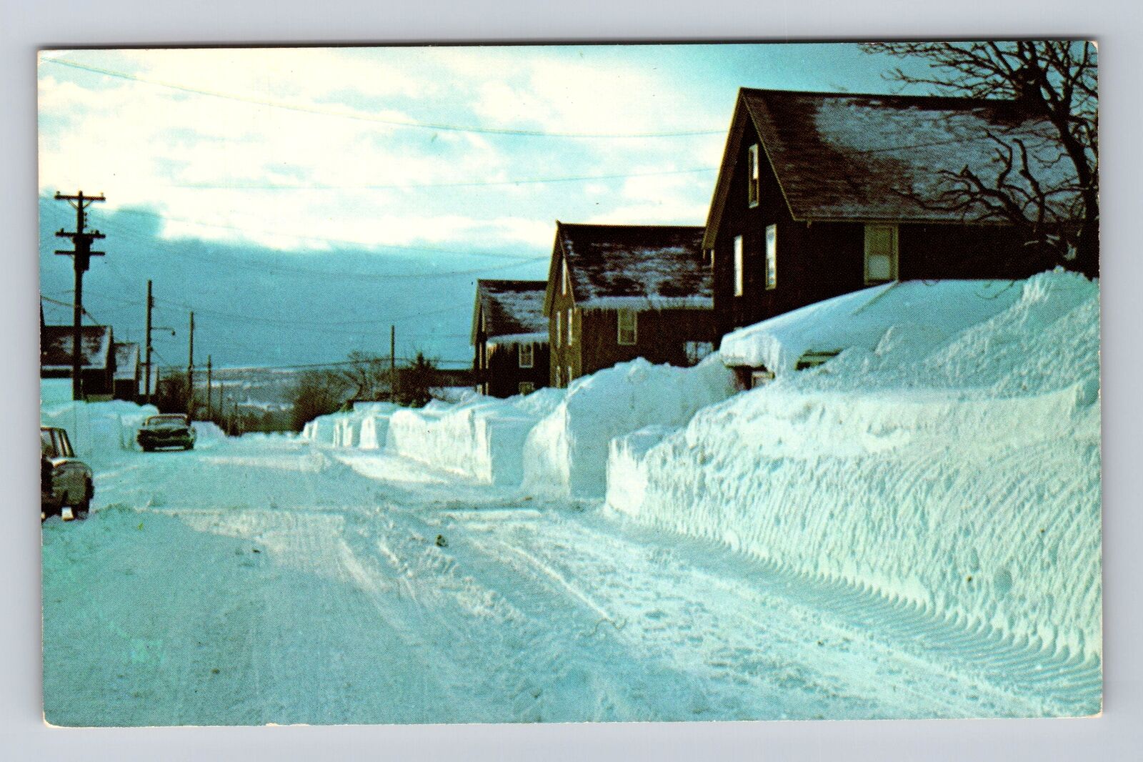Copper Country MI-Michigan, Snow Plowed and Houses, Antique Vintage Postcard