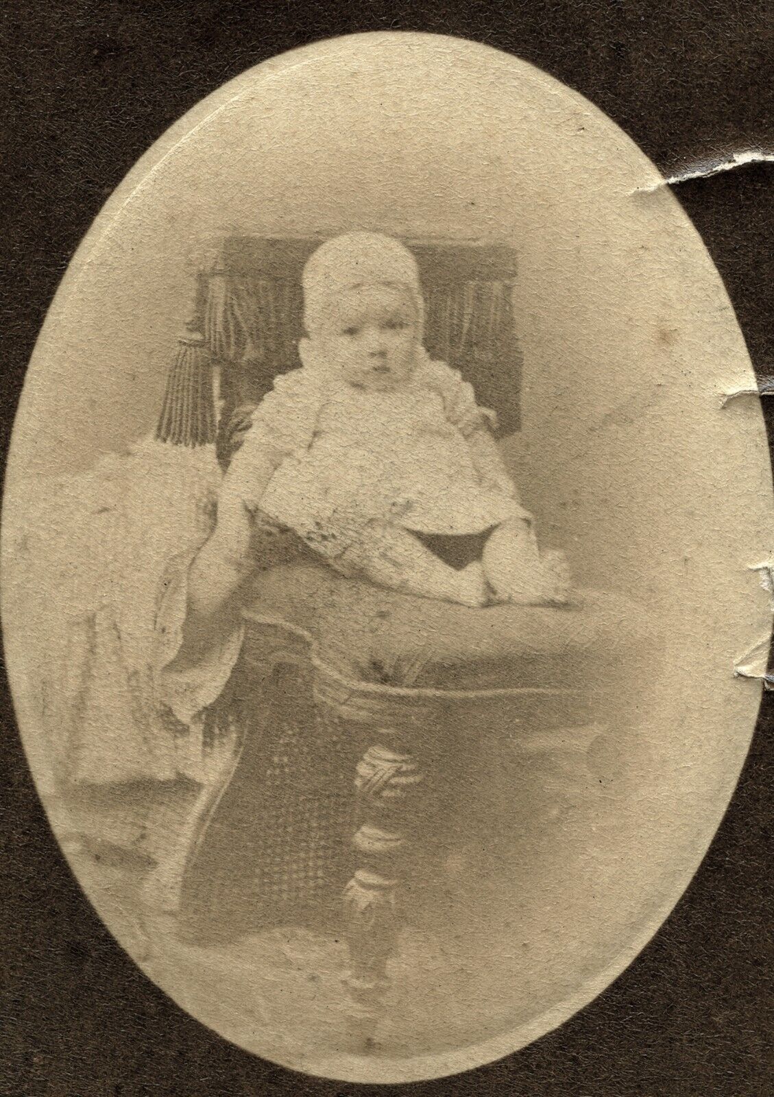 baby w  hidden mother, antique CDV, 1860's  Hungary