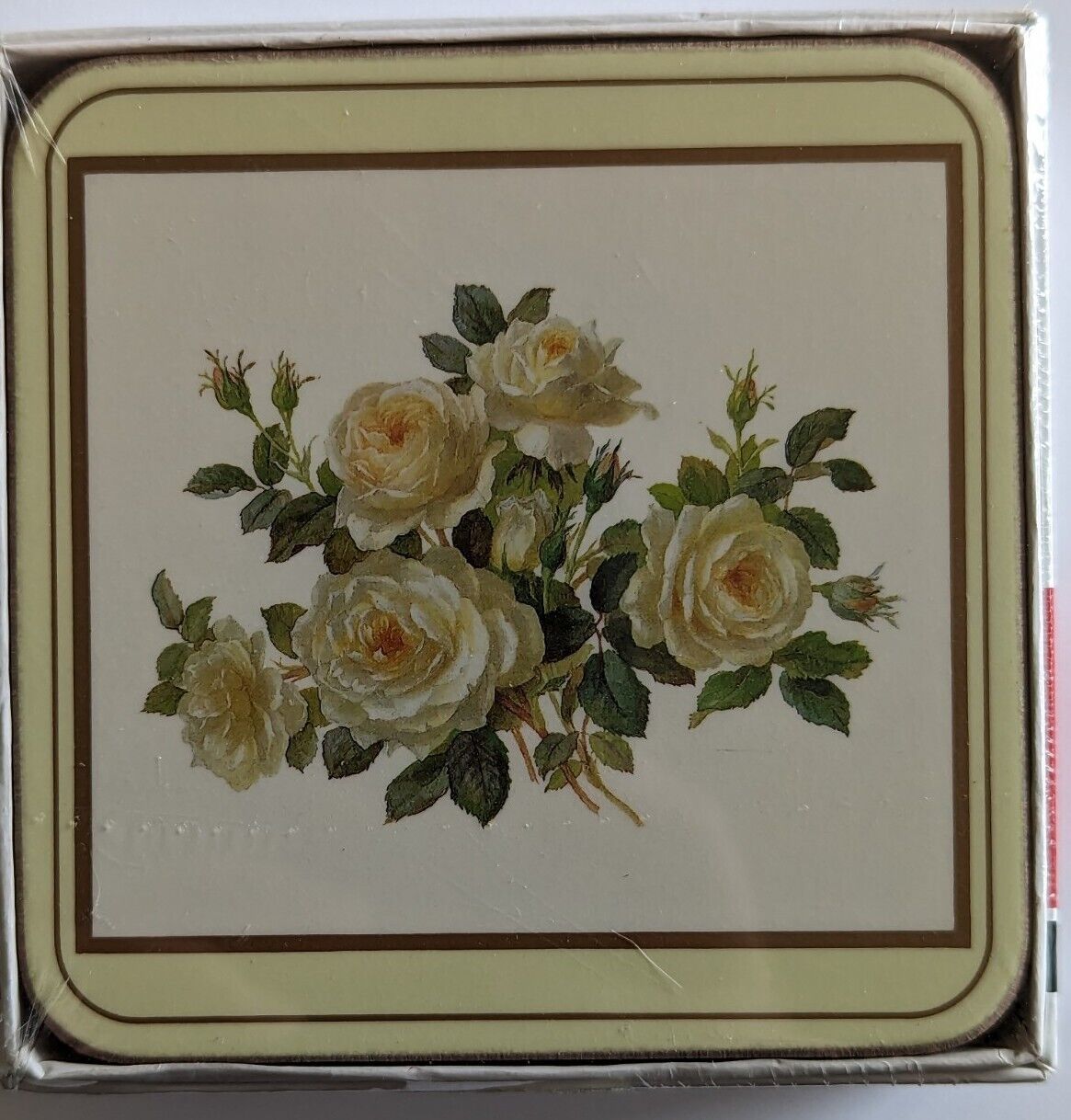 Vtg Original PIMPERNEL Coasters Yellow English Rose 4.25\