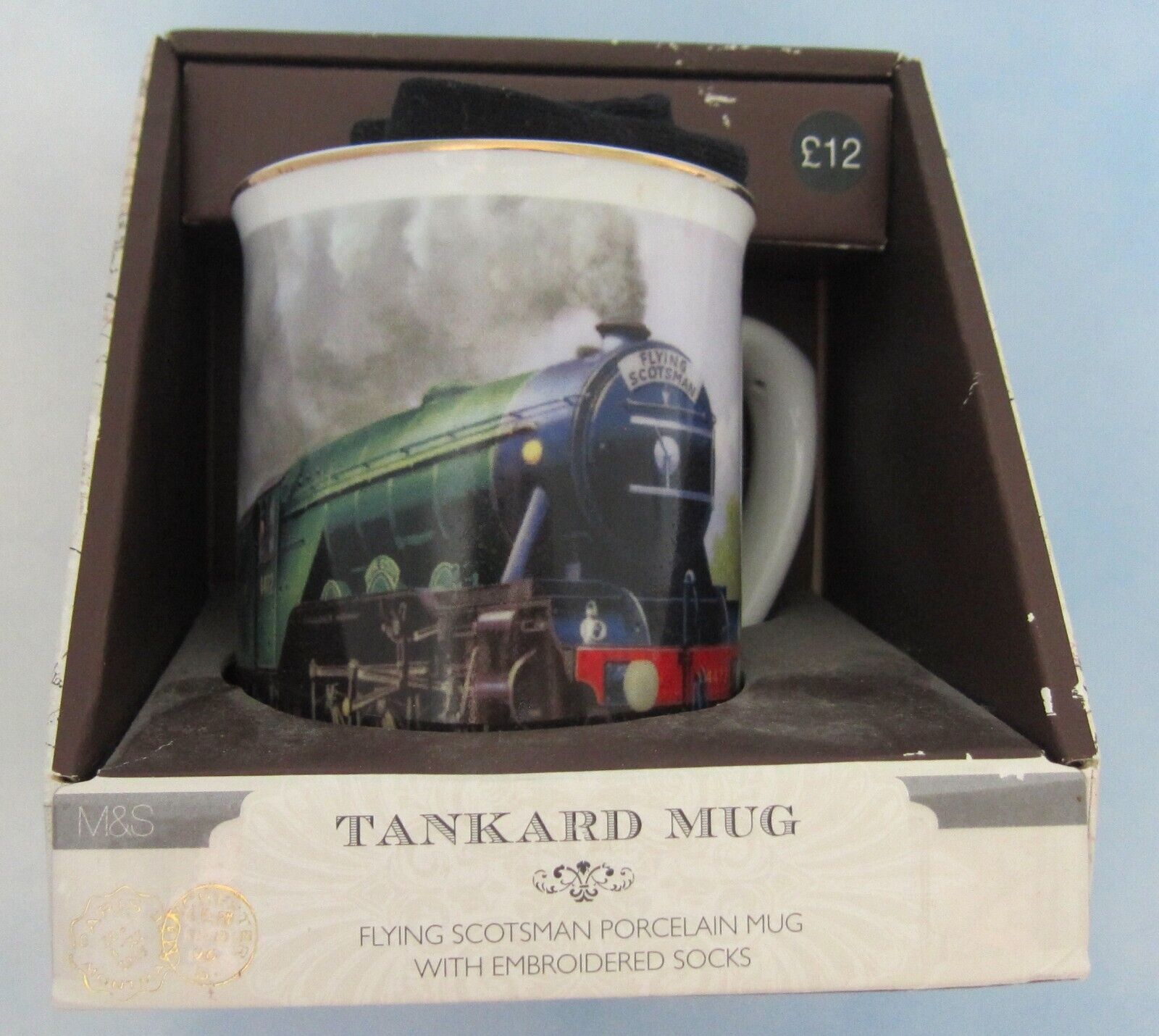 Flying Scotsman Railway Tankard Mug Socks Marks & Spencer Porcelain Collectible