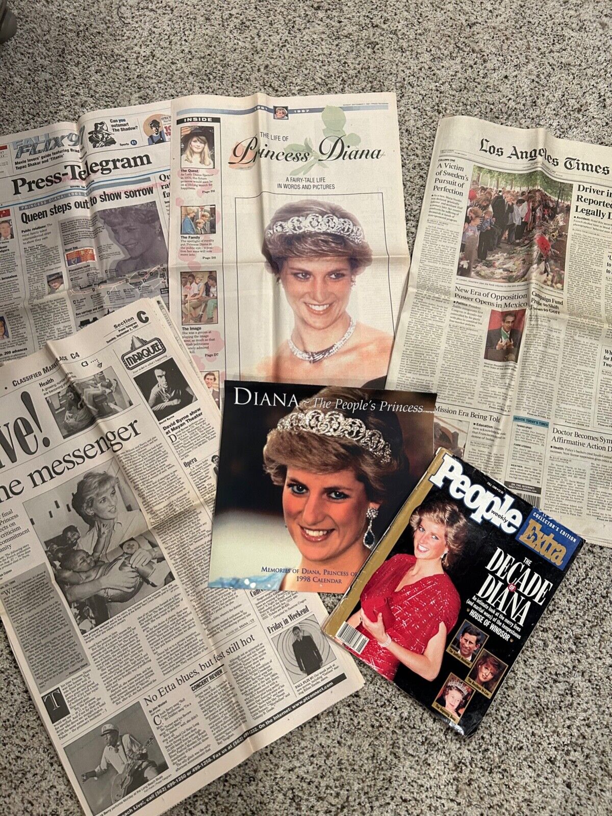 Princess Diana Lot of Newsapaper,  Magazine, and Calendar Good Condition