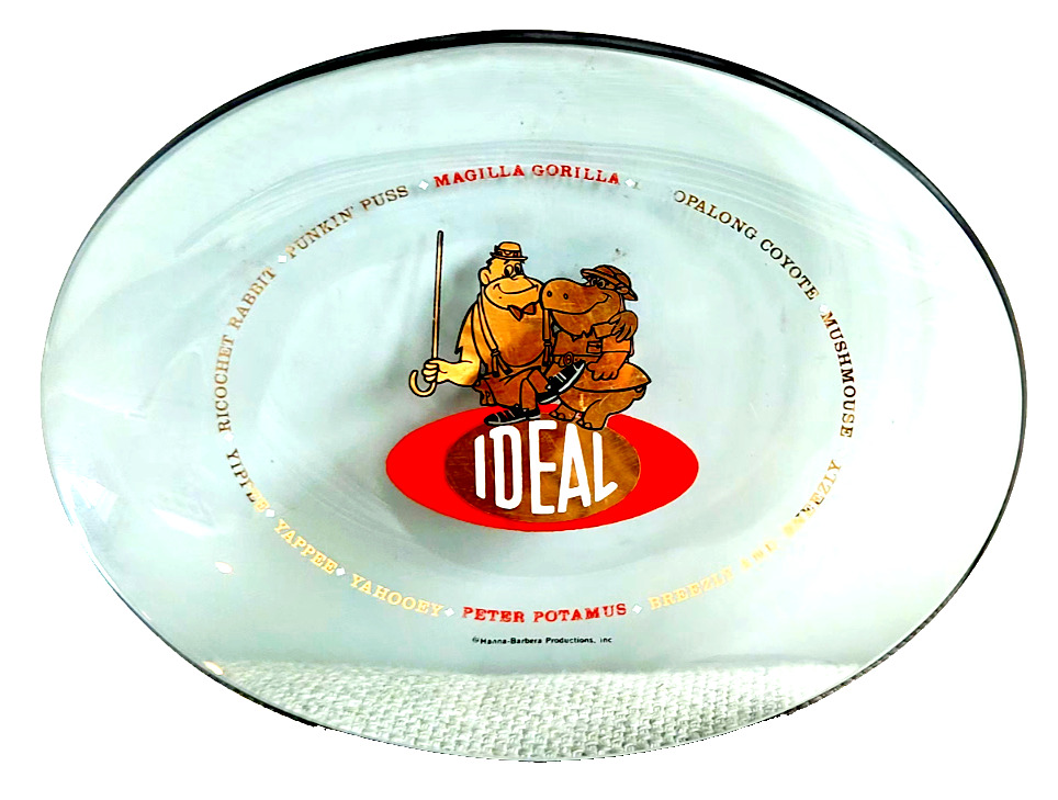 Vintage Ideal Hanna Barbera Magilla Gorilla & Peter Potamus Oval Glass Plate