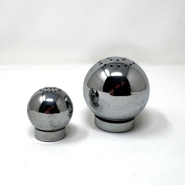 VTG 1930s Chase Russel Wright Chrome Art Deco Ball Salt and Pepper Shakers