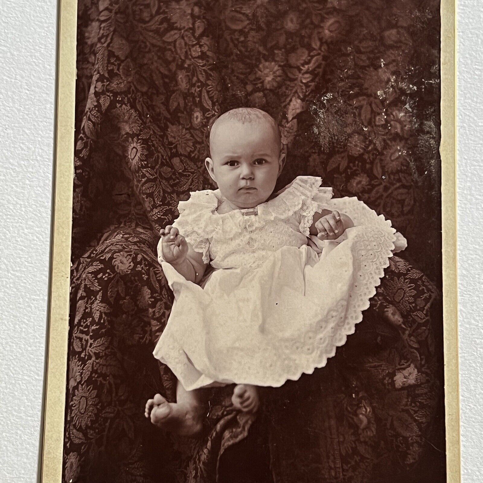 Antique Cabinet Card Photograph Adorable Baby Hidden Mother Montgomery City MO