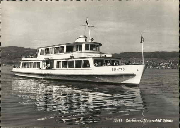 Switzerland Motorschiff Santis on Lake Zurich Postcard Vintage Post Card