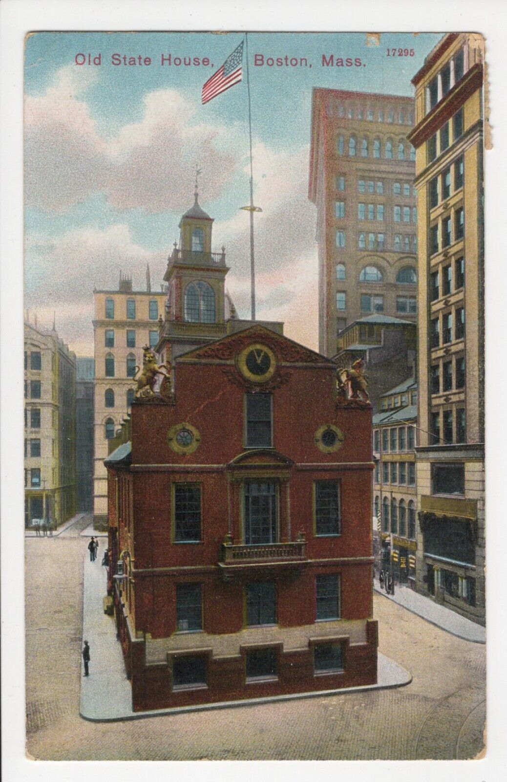 Old State House Boston Massachusetts Lithograph Posted 1908 Postcard