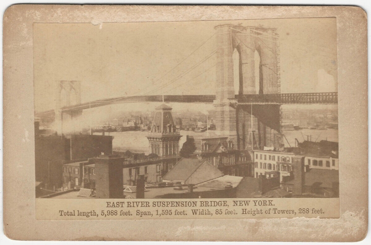 East River Suspension Bridge (Brooklyn Bridge) 1880s Cabinet Photo Architecture