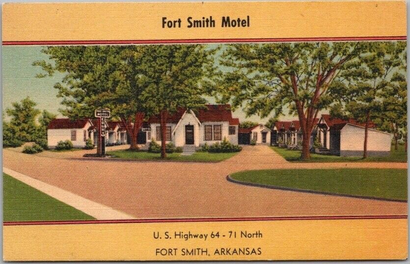 Fort Smith, Arkansas Postcard FORT SMITH MOTEL Highway 71 Roadside Linen c1950s