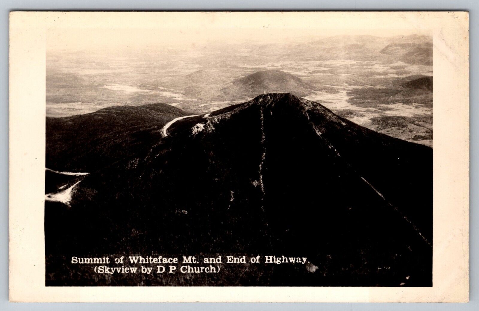 Summit of Whiteface Mt & End of Highway. Skyline. NY Real Photo Postcard RPPC