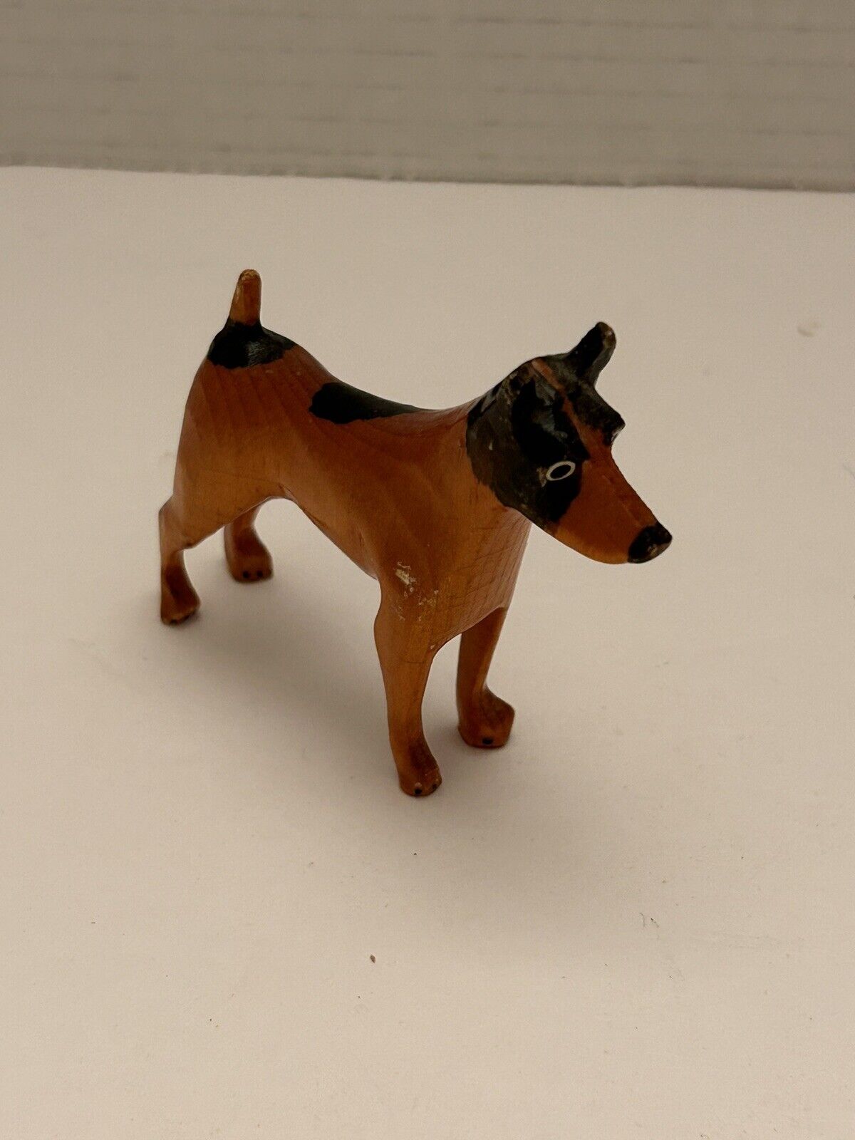 Vintage Mid Century Folk Art Carved Basenji Wood Dog