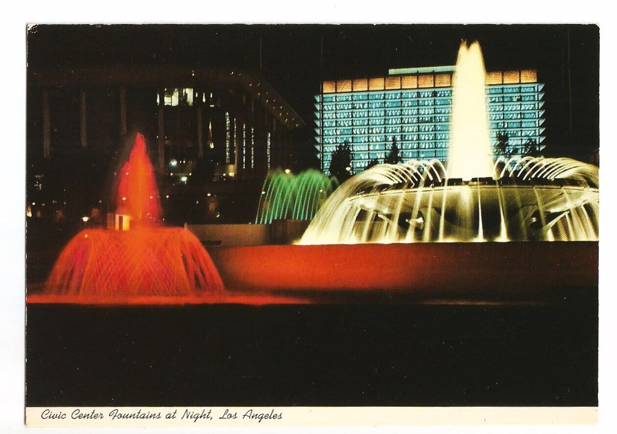Los Angeles CA Postcard California Civic Center Fountains