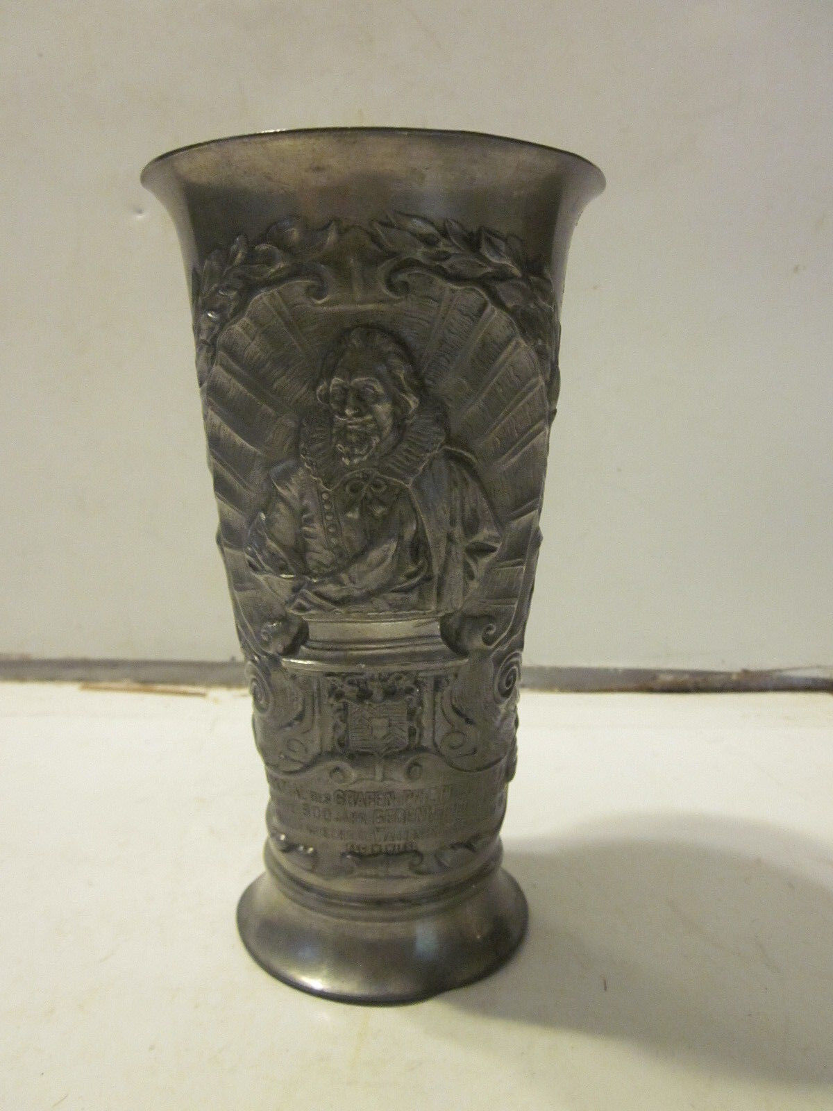 ANTIQUE 1897 COMMEMORATIVE PEWTER TALL CUP GENERAL GRAFEN PHILIPP LUDWIG II