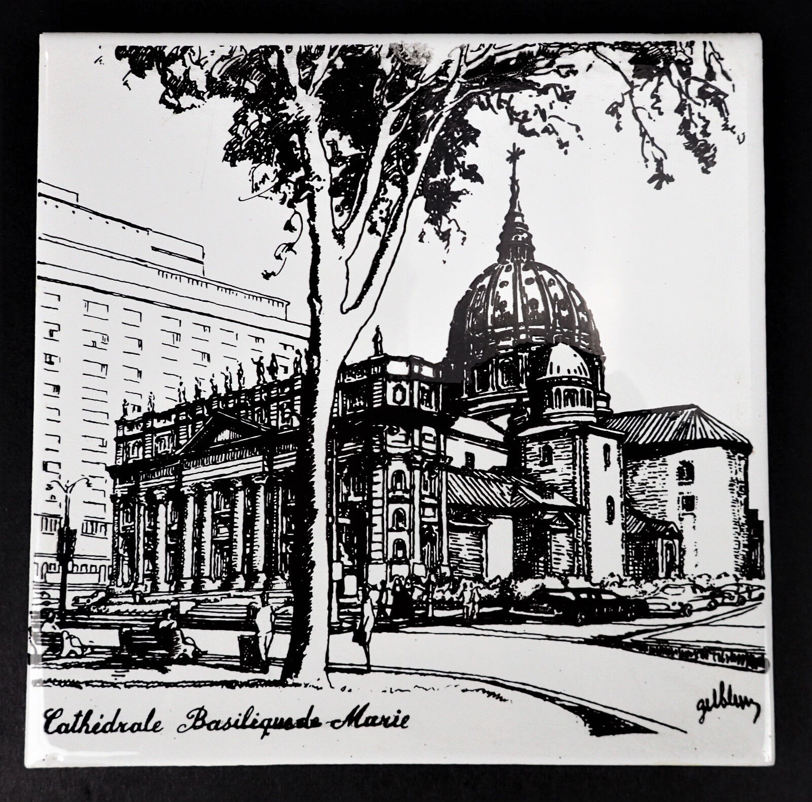 Cathedral Basilica Mary Queen World Montreal Canada Ceramic Tile Cork Back Wall 