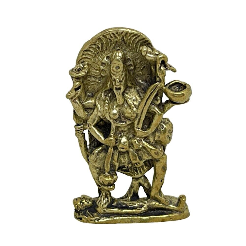 Maha Kali Goddess Destroy Evil Force Shiva Shakti Mini Brass Idol Statue