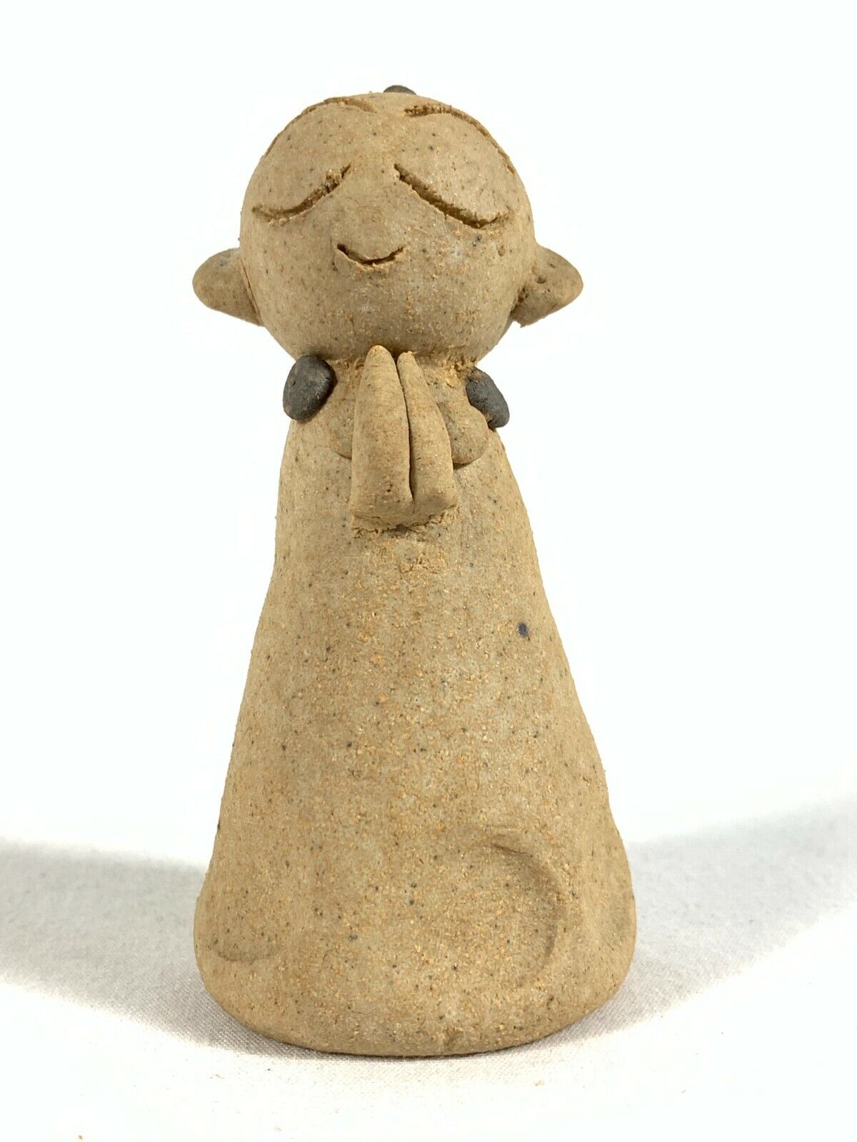 Jizo Japanese Studio Pottery Standing Statue Figurine in Earnest Prayer