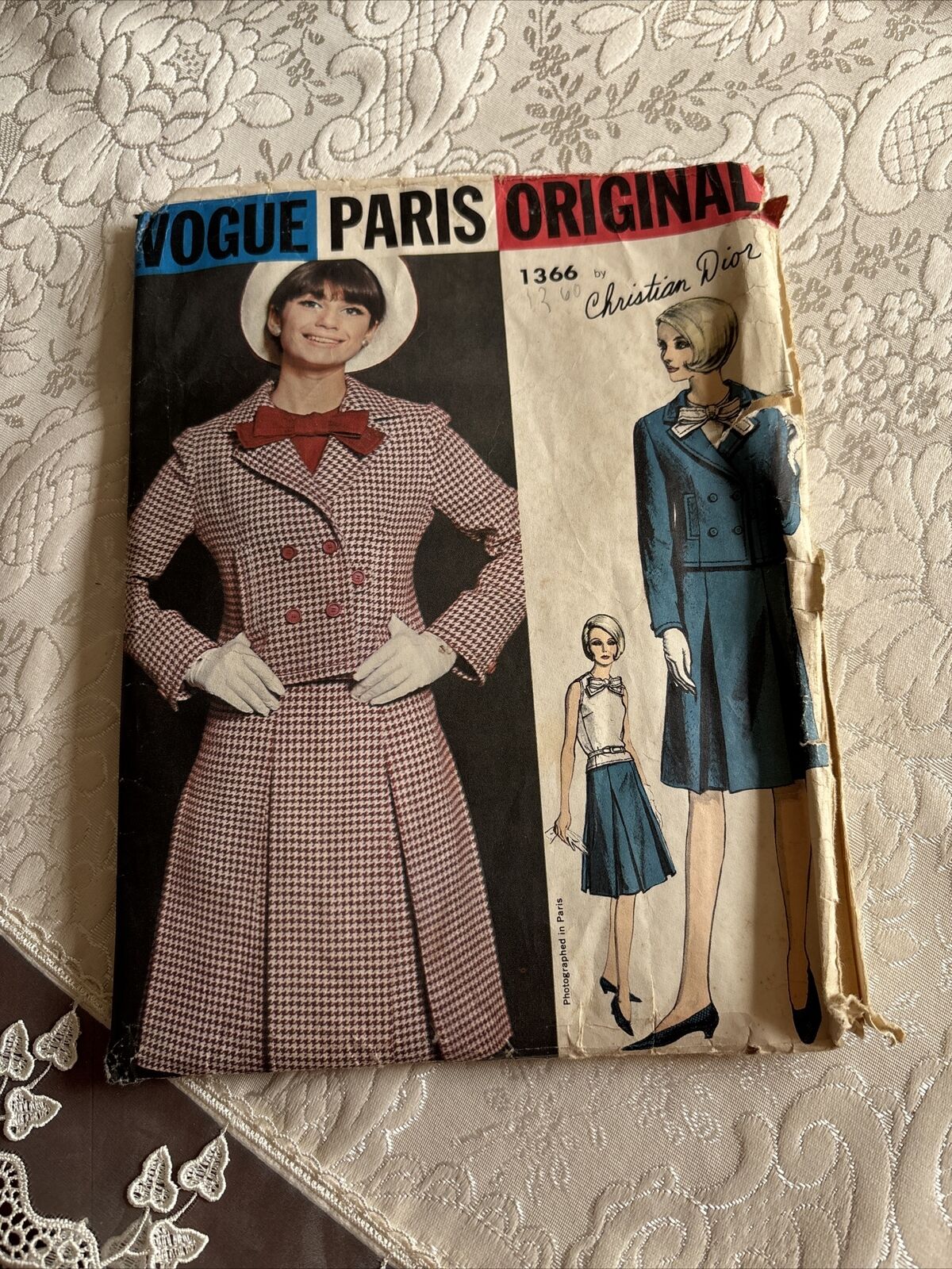 Rare 60s VOGUE PARIS ORIGINAL Suit Sew Pattern CHRISTIAN DIOR 1366 Sz 16