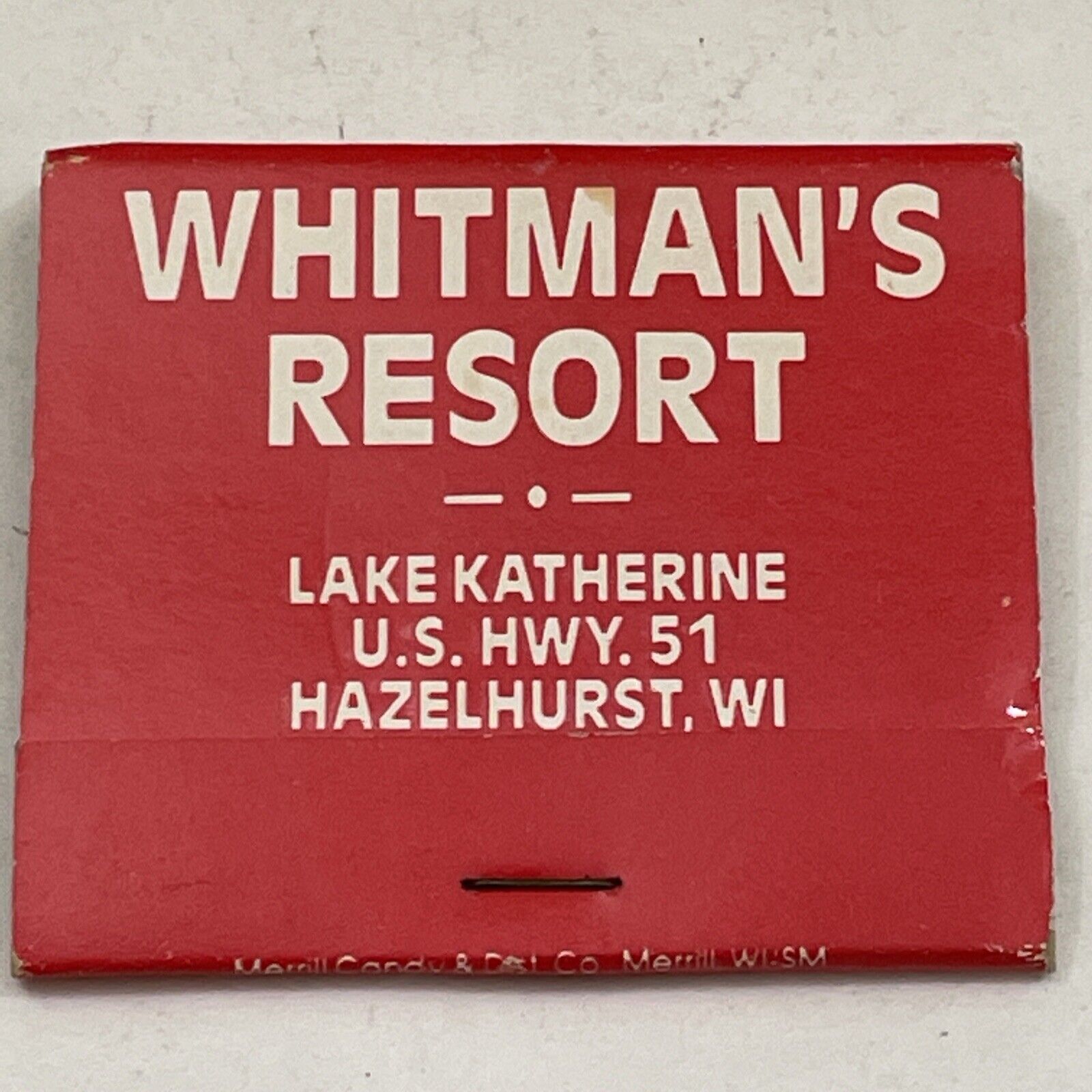 Vintage Matchbook Cover   Whitman’s Resort  Hazelhurst, WI   gmg  unstruck