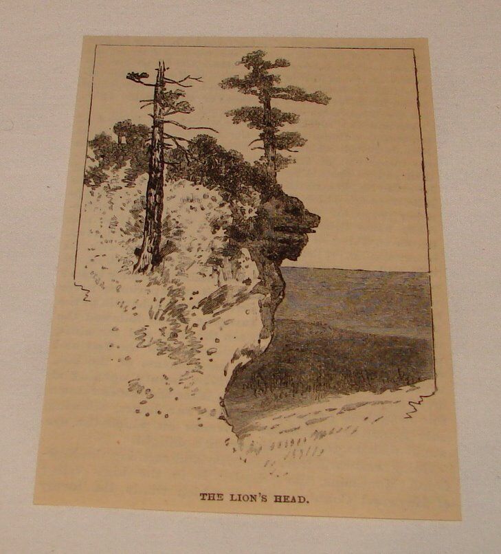 1887 magazine engraving ~ LION\'S HEAD ROCK North Carolina